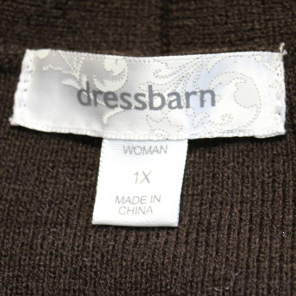 Dressbarn $58 1X Brown Open Front Shawl Collar Cardigan Sweater with Pockets - Picture 2 of 11